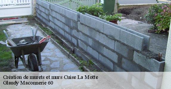 Création de murets et murs  cuise-la-motte-60350 Glaudy Maconnerie 60